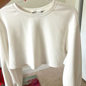 white ribbed cropped long sleeve from shein wore once